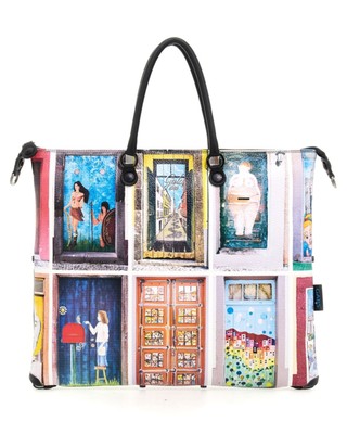 Gabs Transformable Backpack Hobo Shopper Tote Top Case Art Print Brown Woman