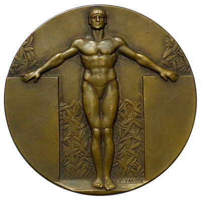 Médaille Art Déco L'Athlète Par Fraisse - Bronze, Sport Français