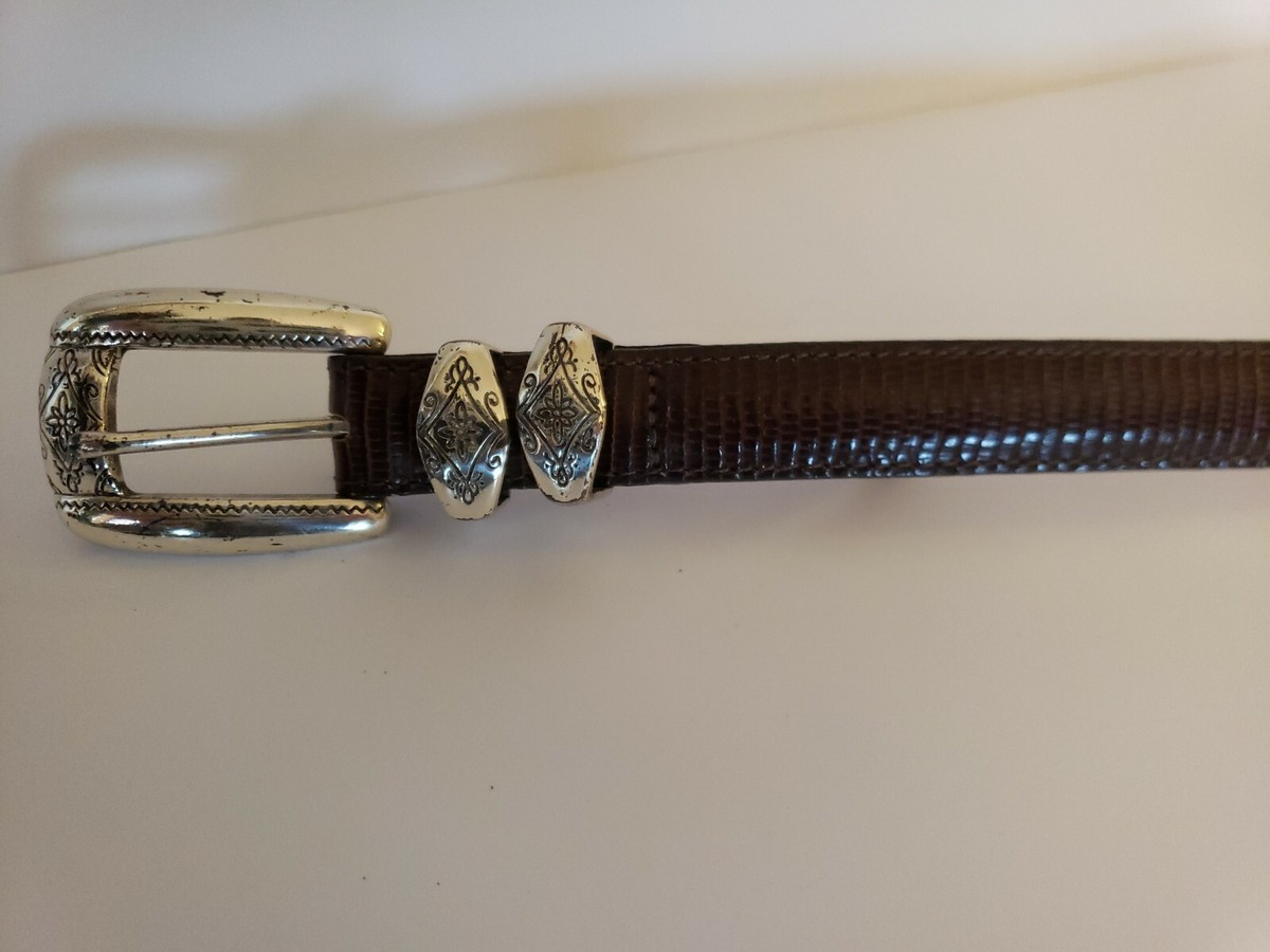 Brighton Snake Embossed Belt Womens M Western Brown Leather  display picture 3