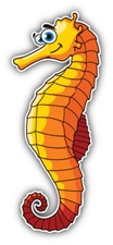 Happy Seahorse Cartoon Animal Car Bumper Sticker Decal - ''SIZES''