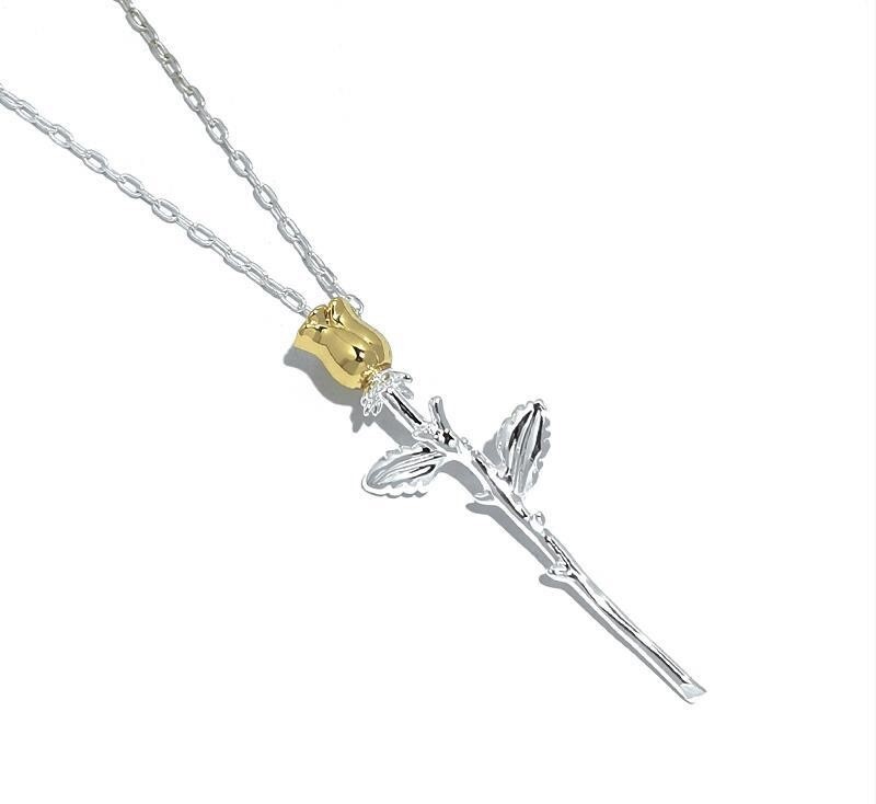 AMBUSH Rose Flower Metal Silver Gold Charm Pendant Necklace AMBUSH Rose Flower Metal Silver Gold Charm Pendant Necklace