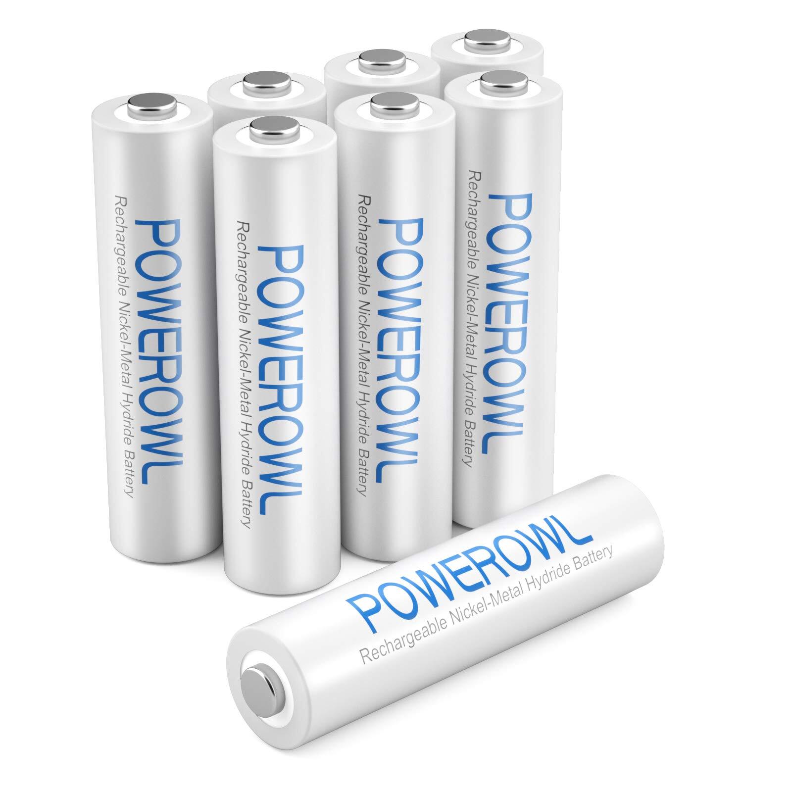 AAA Rechargeable Batteries POWEROWL Rechargeable AAA Batteries 1000mAh (8 count)-image