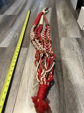 Vintage Handmade Vintage Macrame Plant Hanger wooden Beads 9