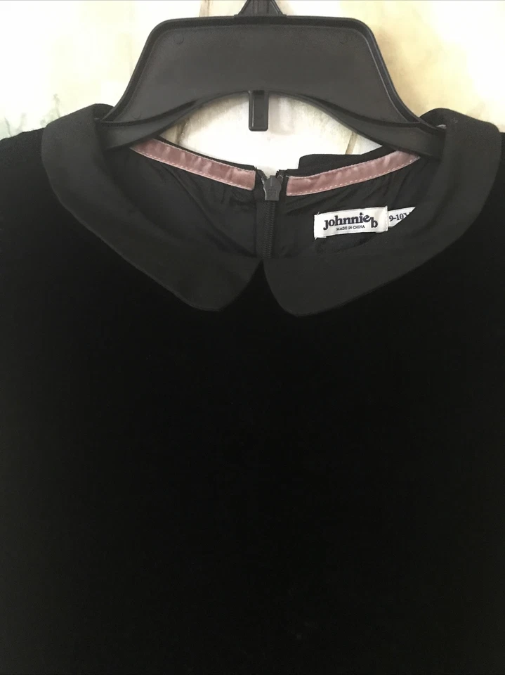 Vestido de vacaciones Johnny B niñas talla 9-10 Y negro terciopelo manga corta hermoso Foto 3 de 4