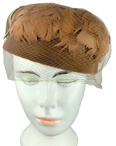 VINTAGE HERZENBERG Burnout Velvet Pillbox Hat 50s  display picture 1