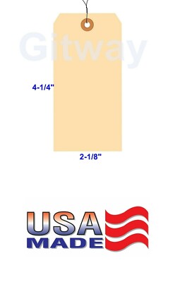 100 Pack 4 1/4'' x 2 1/8'' Size 4 Manila Inventory Pre Wired Hang Tags with Wire