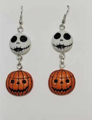 Smiling Jack And Pumpkin Earrings