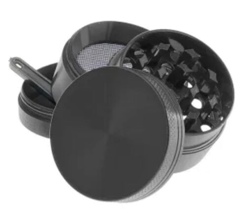 2.25 Inch 4 Piece Metal Dry Herbal Herb Leaves Spice Garlic Grinder Black