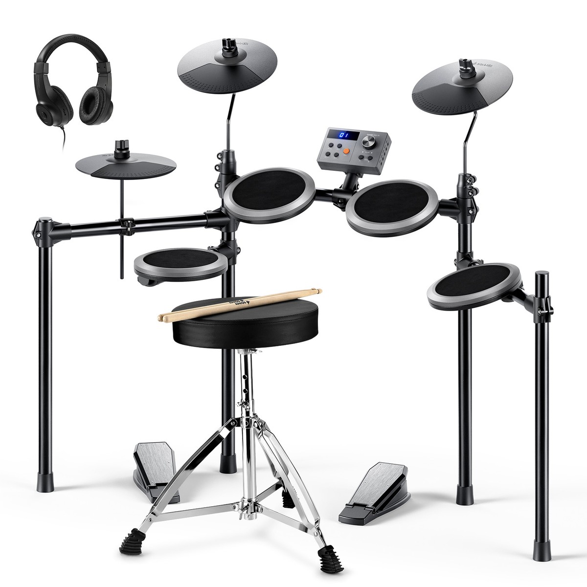 ?Donner DED-70 NEW Electric Drum Set 4 Quiet Mesh Pads 2 Switch 