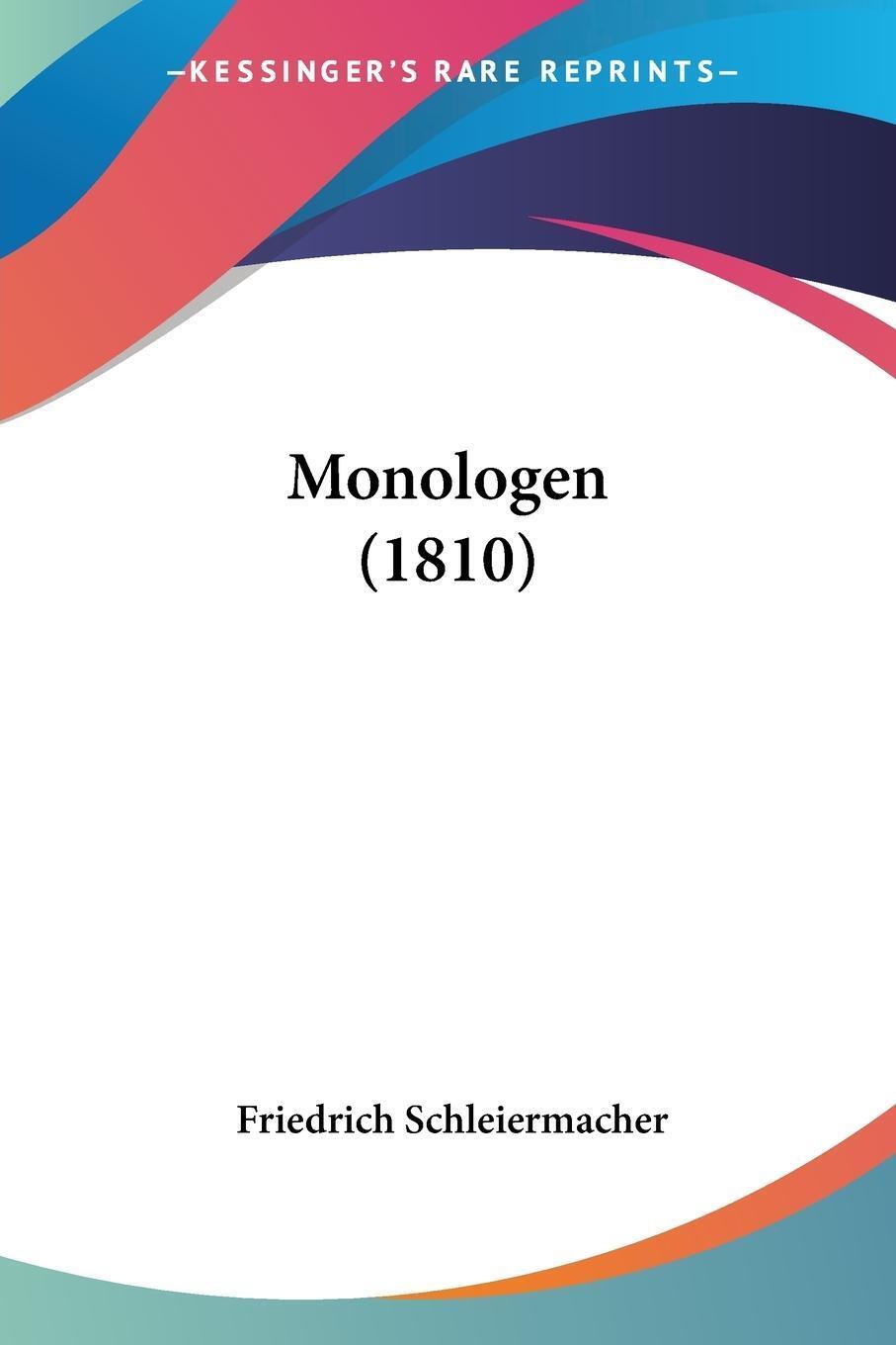 Thumbnail - Friedrich Schleiermacher / Monologen (1810)9781160198448
