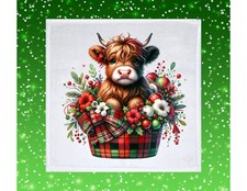 Christmas Highland Cow theme Dish Towel, 12x12, FREE ship, hand towels, choice