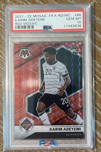 2021-22 Mosaic World Cup Red Karim Adeyemi RC PSA 10 #66 Panini Rookie Prizm