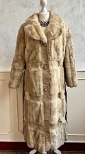 Vintage 50/60s Tissavel French Beige Cream Modacrylic Fur Flared Winter Coat Med