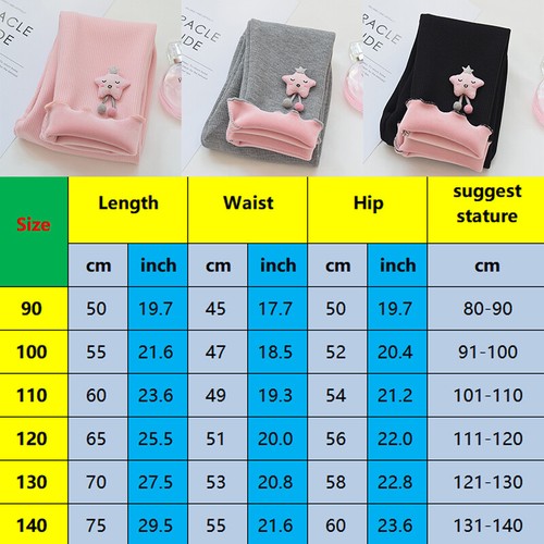 Girls Kids Thermal Fleece Lined Leggings Winter Slim Trousers Pants for Age 1~13 - Picture 5 of 22
