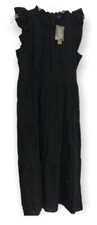 J. Crew Black Tiered Ruffle Sleeveless Poplin Dress TS