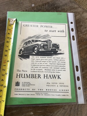 1950 - The New Humber Hawk Car From Rootes Group Coventry - Vintage Print Ad