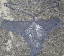 Vs Very sexy o ring strappy thong Panty BRAND NEW Small Grey Sprakle Shine