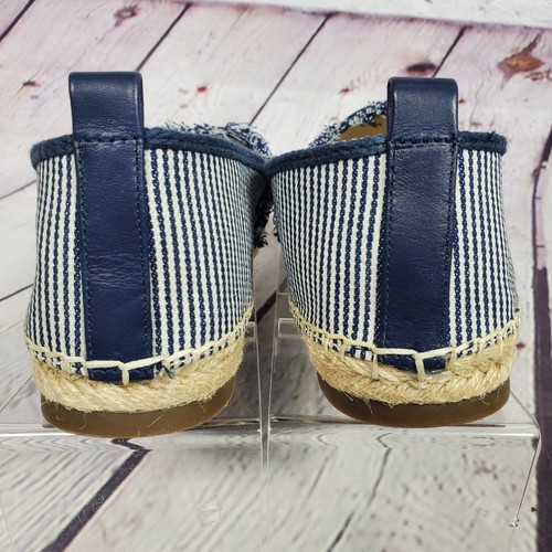 Lands End Women's Size 9 Navy Stripe Fringe Espadrilles Shoes - Picture 8 of 9