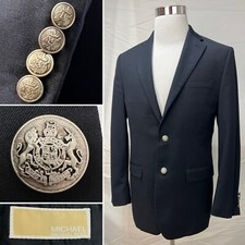 Men's Michael Kors Navy Blue Silver 2-Button Single Vented 38R Blazer Jacket