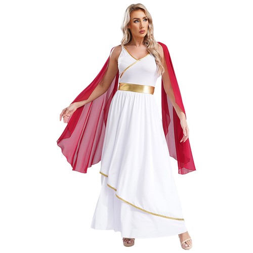 Damen Kostüm Weiches Robe Angenehmes Kleid Ägyptische Maxikleid Nachtclub Toga - Bild 8 von 42