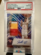 2021 Panini Spectra Jalen Johnson Jersey Auto Blue Wave /30 PSA 10 Pop 1