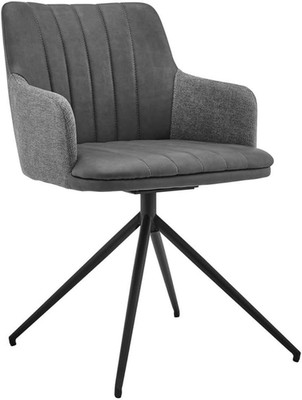 Set of 2 Modern Faux Leather & Fabric Swivel Dining Chairs - Simone Design