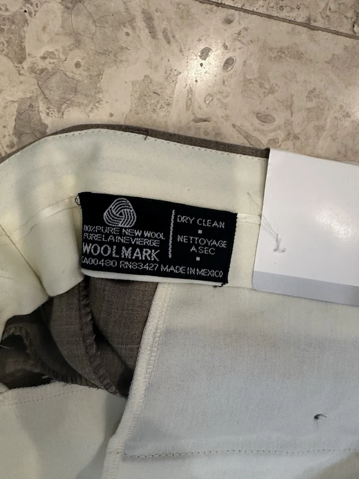 Pantalón de vestir clásico ALFANI PARA HOMBRE 38 W X 30 L 100 % lana color topo NUEVO CON ETIQUETAS NUEVO Foto 4 de 4