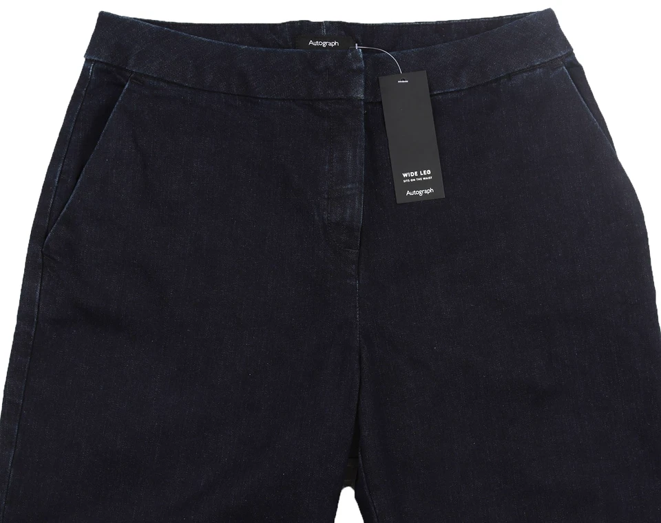 M&S Womens Marks & Spencer Blue Wide Jeans Size 12 Regular LABEL FAULT - Image 3 of 4