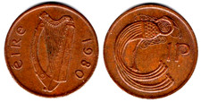 1980 Irish 1p One-Pence Coin