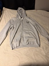 True Religion Men  s L Gray Full Zip Hooded Hoodie Logo Graphic Print