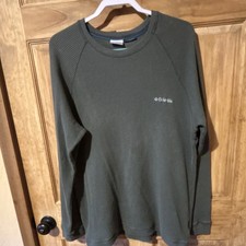 Columbia Men's Waffle-Knit Pullover Sweater Crew Neck Green XL Long Sleeve