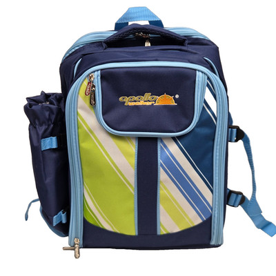 Apollo Picnic Backpack for 4 Blanket Insulated Bottle Cooler Cotton Napkins Blue