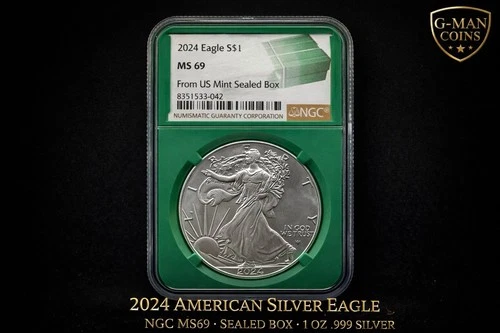2024 Silver Eagle NGC MS69 Green Core Sealed Box 1oz .999