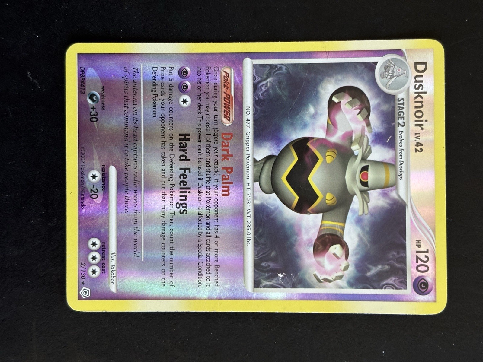 Dusknoir Reverse Holo 2/130 Diamond and Pearl LP Condition