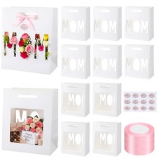 12PCS Mothers Day Gift Bags Set With Ribbon Stickers Large Paper Party Favor