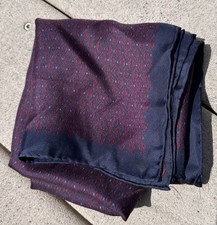 VTG Blue Red Japanese Silk Scarf Patterned With handrolled Edges 18x18  Bandana