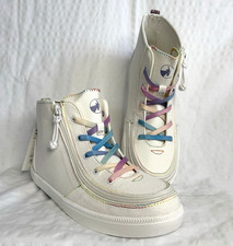 Billy Footwear Girls Adaptive Easy-on Zipper White Rainbow Sneakers Size 6 Shoes