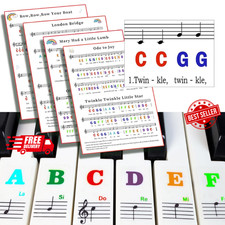 Piano Keyboard Stickers with Sheet Music for 88/61/54/49/37 Key Instruments