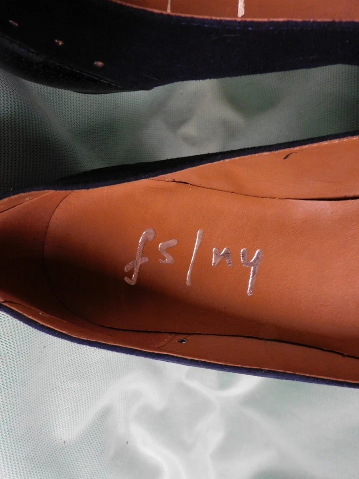 SUELA FRANCESA FS/NY BALLET PLANOS AZUL MARINO CUERO GAMUZA TALLADO PUNTERA 9M NUEVO Foto 3 de 4