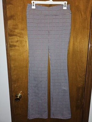 Soho Apparel Ltd. Women's Medium Plaid Pull-on Stretch Pants Black White Red