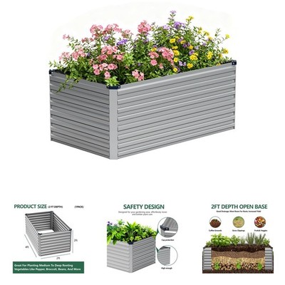 Galvanized Raised Garden Bed Kit 4x2x2 Feet Deep Root Planter Box for Vegetables
