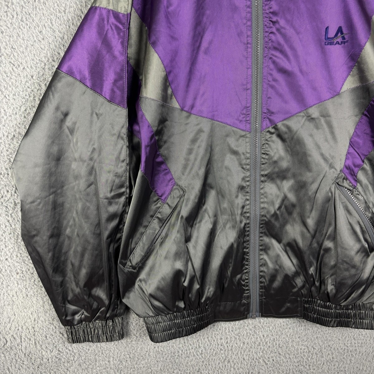 Vintage LA Gear Jacket Mens Medium Purple Gray Windbreaker Get In