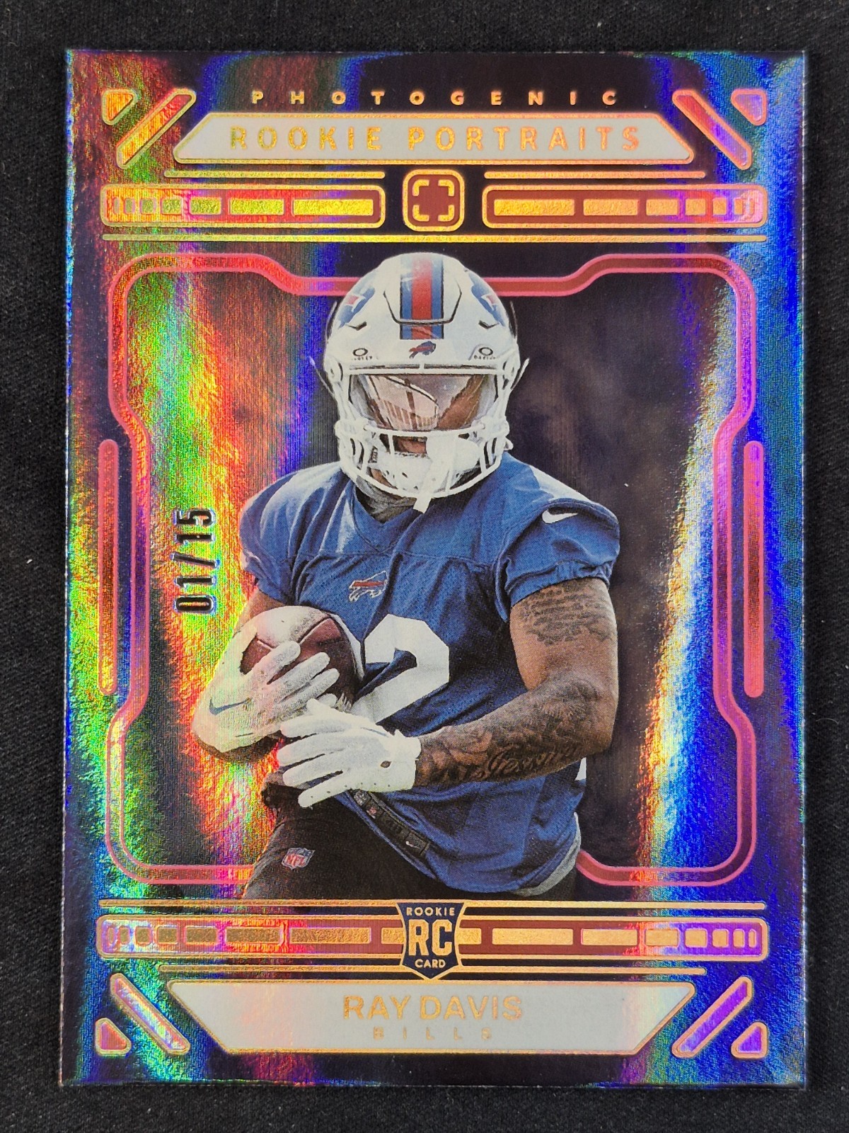 Ray Davis 2024 Panini Photogenic Rookie Portrait Pink 01/15 SSP First On Print!