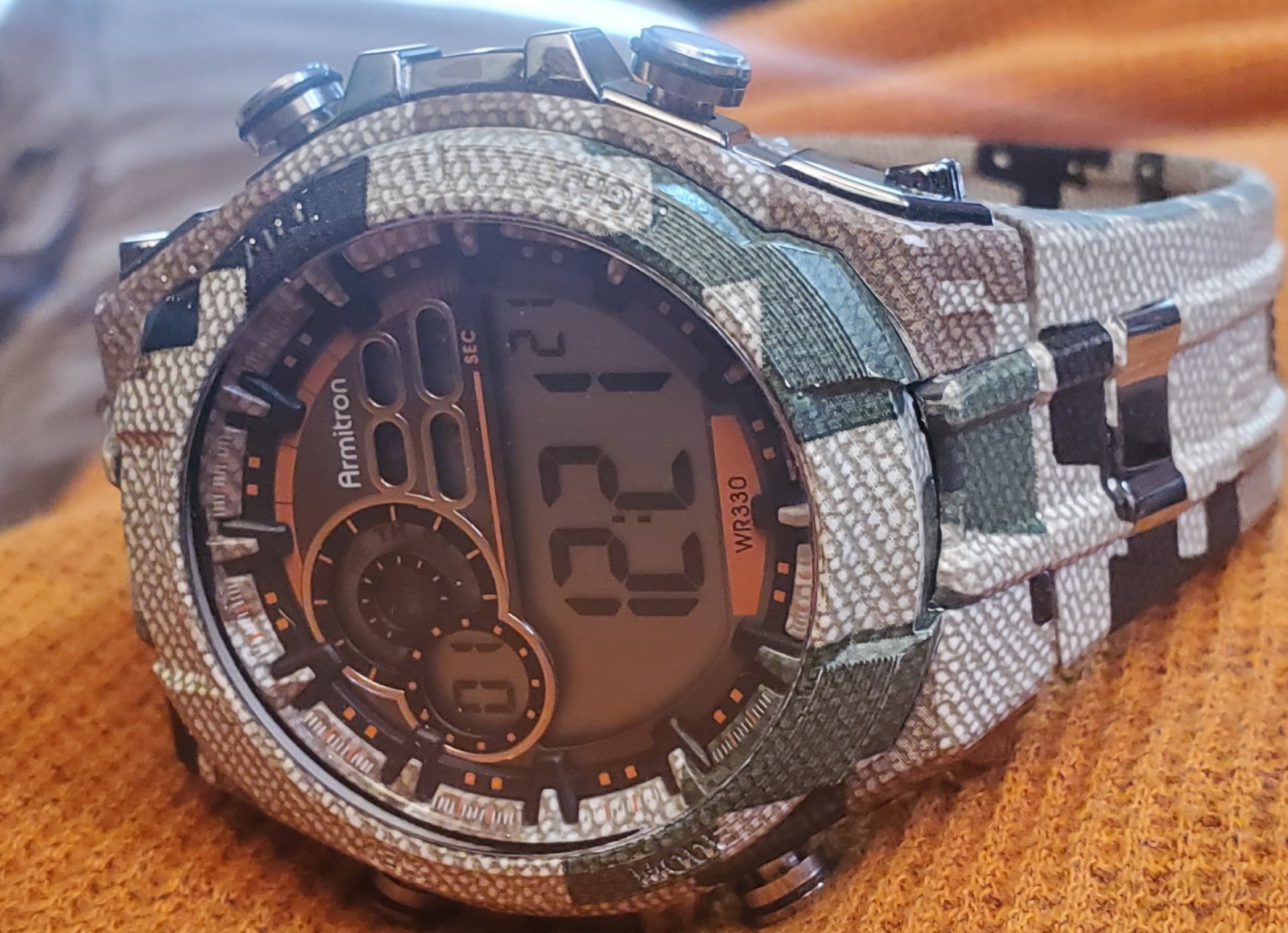 Men's Digital Armitron 40/8188 Camouflage Multifunction Watch. Excellent.