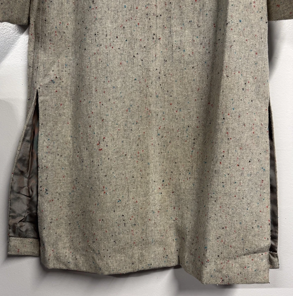 De colección 1950 Gris Lana Arco Iris Manchado Tweed Columpio Chaqueta Larga Abrigo Pin Up Pequeño Foto 4 de 4
