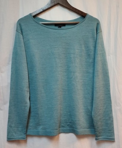 NWT Banana Republic Classic Boatneck Sweater, Sz L, Blue, 100% Merino Wool, Luxe