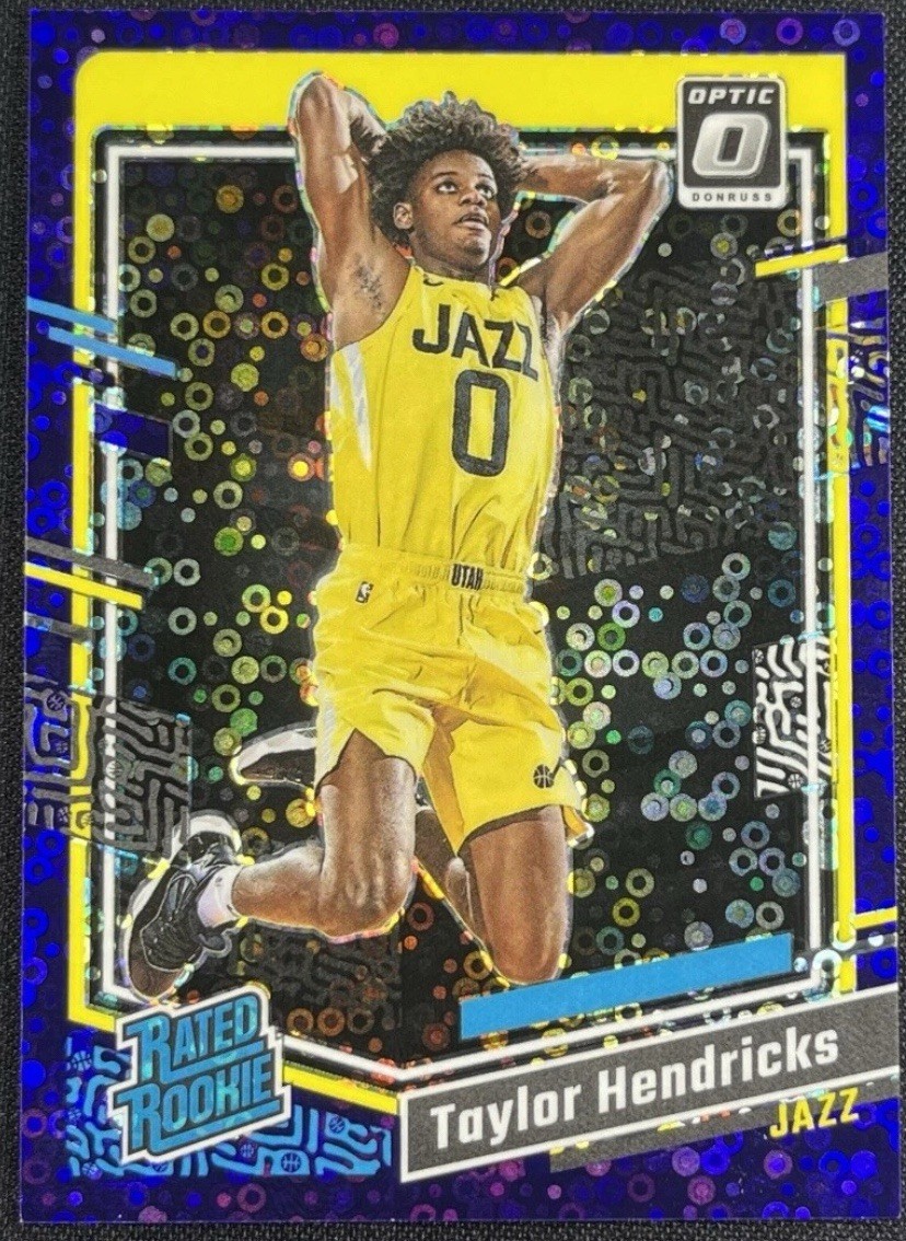 2023-24 Optic NBA Taylor Hendricks RC #233 Rated Rookie Purple Disco Prizm 01/99