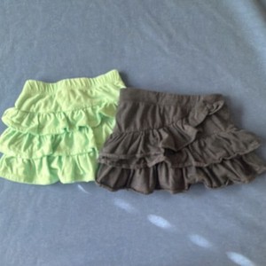 Garanimals Girls 3T Lot of 2 Tiered Ruffle Elastic Waist Skirts Green Brown