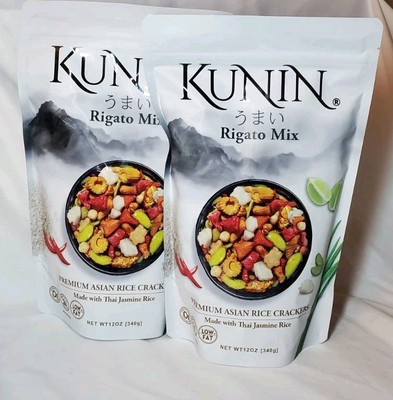 Lot of 2 Bags of  Kunin Rigato Mix Premium Asian Rice Crackers 