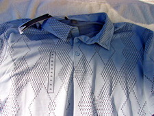 NWT Adidas golf polo, men's XL, XXL, blue - gray, pattern, polyester, 70